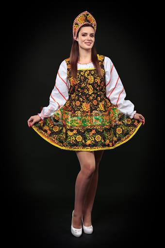 Костюм русский народный женский, короткий хохлома
