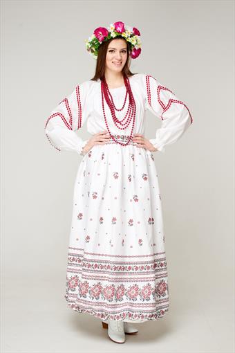 Костюм "Славянка" (народный, славянский, вышивка бордовый).