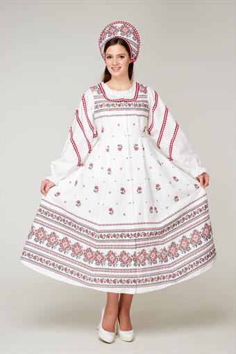 Костюм русский народный женский, длинный вышиванка