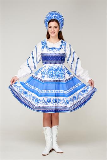 Костюм русский народный женский, средний гжель