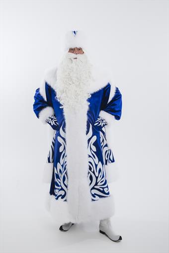 Костюм "Дед Мороз Уральский" (узор белый с напылением блестками)