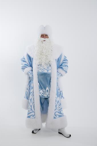 Костюм "Дед Мороз Уральский" (узор белый с напылением блестками)