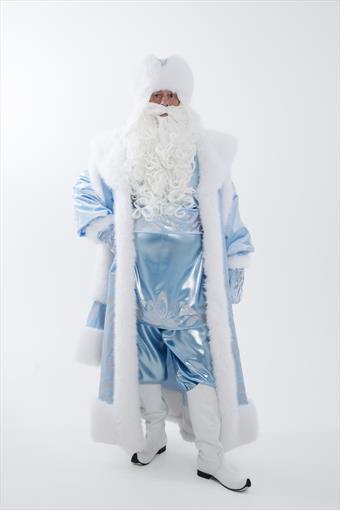 Костюм "Дед Мороз Уральский" (узор серебро с напылением блестками)