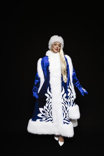 Костюм "Снегурочка Уральская" (узор белый с напылением блестками)